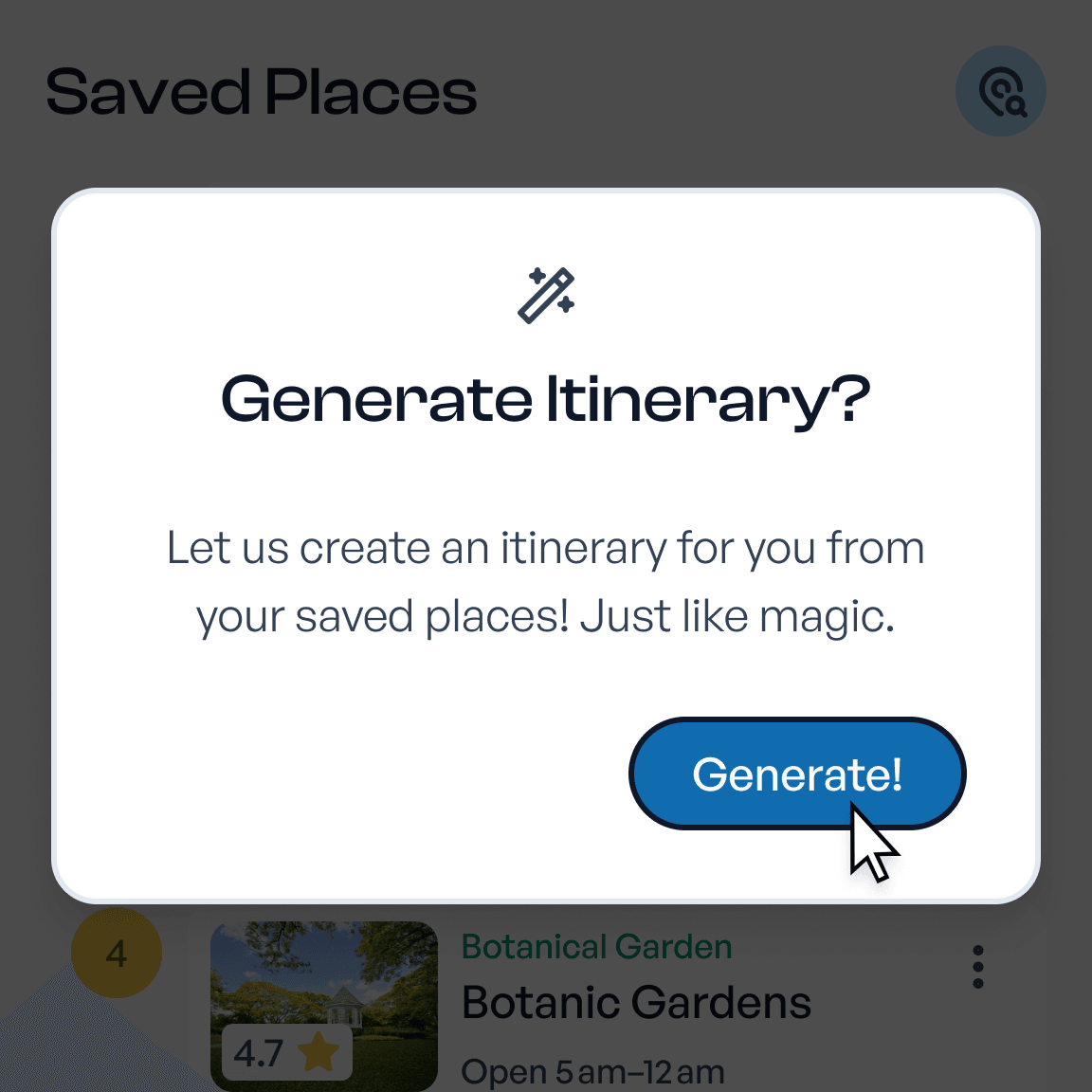 Outbound itinerary generation feature screenshot